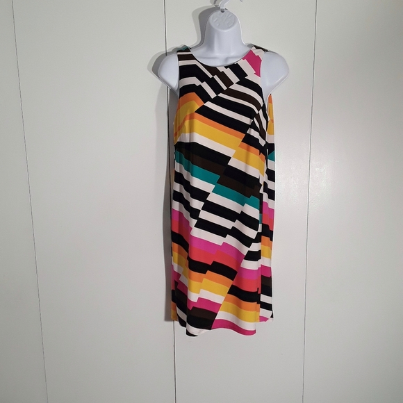 Trina Turk Dresses & Skirts - Trina Turk sleeveless lined bright stripe dress back keyhole size 4